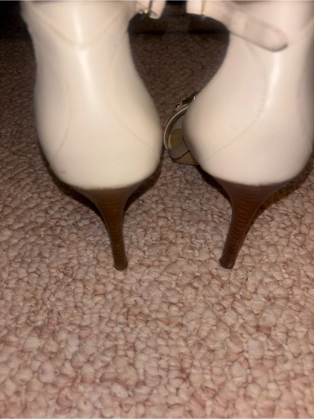 MICHAEL Michael Kors Cream Ankle-Strap Heels with Gold MK Logo